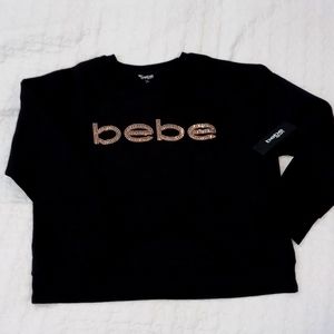 Brand New NWT Ladies bebe sport Rhinestud Pullover Crop Sweatshirt Size 1X